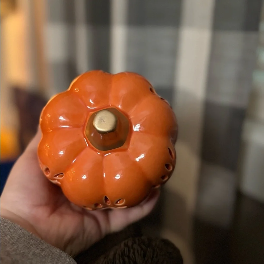 Ceramic Pumpkin- Orange and Gold